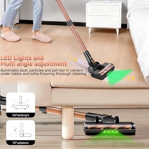 Shieal Cordless Stick Vacuum Cleaner - 45KPA Powerful Suction Vacuum with 45 Min Runtime, Detachable Battery, Anti-Tangle & 1.5L Dust Cup, 8 in 1 Vacuum Cleaner for Pet Hair, Carpet, HardFloor, Pink thumbnail 6