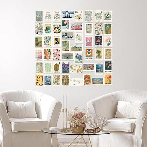 KBKBART Eclectic Wall Decor, 50Pcs Eclectic Wall Art Prints, Colorful Maximalist Decor Boho Gallery Wall Collage Kit, Vintage Famous Artists Painting Pictures Aesthetic Poster for Funky Room Decor, Home Decor for Bedroom Dorm thumbnail 6