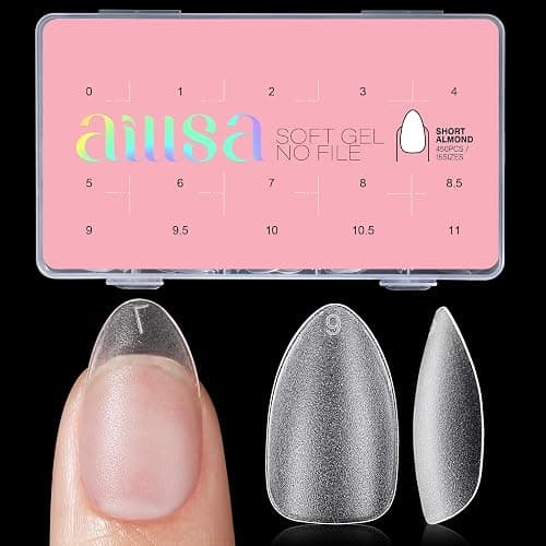 AILLSA Nail Tips Short Almond Gel Tips 450PCS Pre-shaped Matte Full Cover Press On Nails Almond Fake Nail Tips False Gelly Nails for Soak Off Nail Extensions Portable Box for Nail DIY 15 Sizes - Image 1