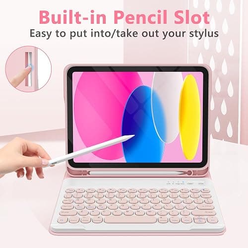 KBCASE Keyboard Case for iPad A16 11 inch/10th Gen 10.9 inch, Light Pink | Detachable Wireless Keyboard Case for iPad 11th/10th Gen, Adjustable Angles, with Pencil Holder thumbnail 5