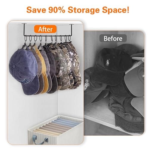 Viklluyr Hat Rack for Baseball Cap Hat Storage with 20 Hooks - Modern Metal Hat Organizer Wall Mounted Caps Hanger Set of 2 for Closet Door Bedroom Entryway Laundry thumbnail 6