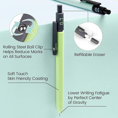 Smooth Mechanical Pencil Set with Erasers, 6PCS Pastel Mechanical Pencils 0.5 & 0.7mm with 4 Tube HB Lead Refill, 2PCS Erasers and 10PCS Eraser Refills for School Supplies Writing (0.5mm+0.7mm) thumbnail 6