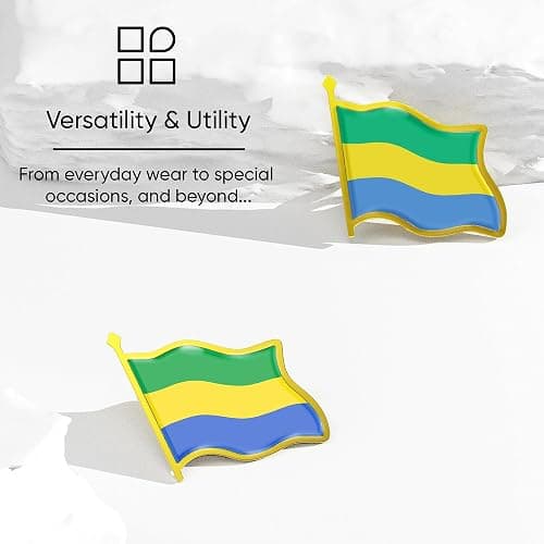 Gabon Flag Lapel Pin - Enamel Metal National Badge | World Travel Souvenir Gifts for Men & Women | Country Flag Patriotic Brooch Bulk Pack of Pins for Hat, Tie, Clothes, Backpack (1pc) thumbnail 5