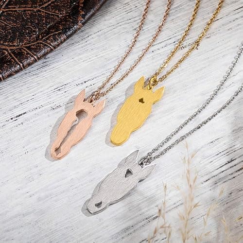 Ailin Custom Sterling Silver 925/Stainless Steel Personalized Horse Head Silhouette Pendant Necklace For Her Horse Keepsake Memorial Necklace thumbnail 5