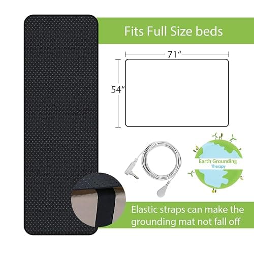 Grounding Mat for Pain Relief, Birthday for Women Men Mom Dad Elderly, Carbon Leatherette Earth Therapy mat for Bed, Grounding Mat for Better Sleep, 54"x71" thumbnail 7