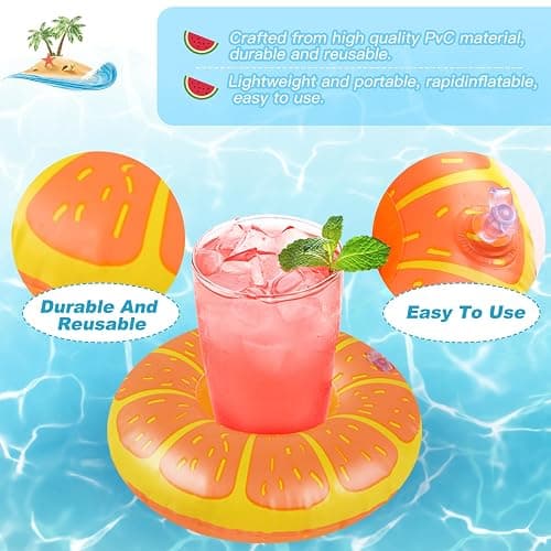 Inflatable Drink Holder, 35 Pack Drink Floaties for Pool, Pool Drink Floats for Hawaii Themed Pool Parties Cute Flamingo Inflatable Cup Holders Coasters thumbnail 3
