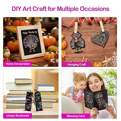 ZMLM Scratch Rainbow Art Paper Set - 100Pcs Magic Scratch Off Art Craft Supplies Kits for Kids Girls Boys Black Scratch Notes Sheet Doodle Pad for Fun DIY Toy Party Favors Christmas Birthday Gift thumbnail 3