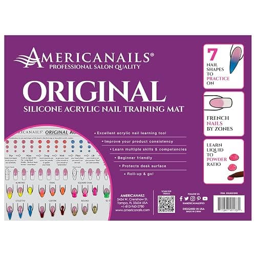 Americanails Acrylic Nail Training Mat - Silicone Trainer Sheet for Application Practice, Flexible Roll Up Pad Template for Acrylic Fingernails, Learn How to Apply Acrylic Nails thumbnail 2