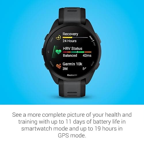 Garmin Forerunner® 165, Running Smartwatch, 43mm, Black | Essential Training & Recovery Features, Built-In GPS for Distance, Pace & Speed, Garmin Coach, Daily Suggested Workouts thumbnail 5