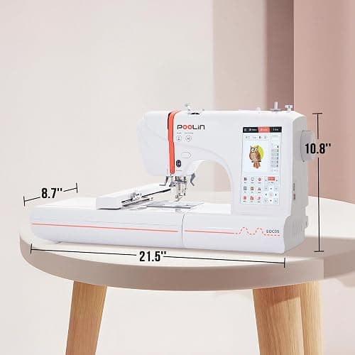 Poolin EOC05 Embroidery Machine Maximum Embroidery Area 4x9.25inch, 7 Inch Touch Screen Comes with WiFi Design Transfer, Includes All Accessories Supplies and Training for Beginners thumbnail 2