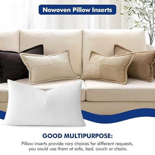 MIULEE Pillow Insert 12x20 Inch, Decorative Rectangle Throw Pillow Insert, Premium Fluffy Pillow Forms Stuffer for Sofa Couch Living Room thumbnail 4