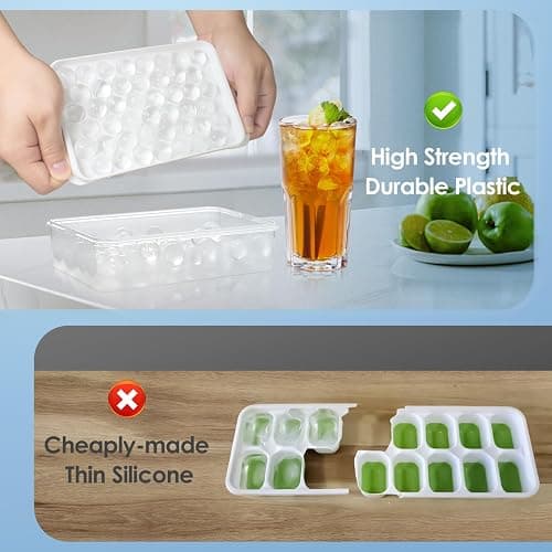 WIBIMEN Ice Cube Tray with Lid and Bin - Round Ice Trays for Freezer with Lid - Ice Cube Trays for Freezer with Ice Container (0.8"-2PACK White) thumbnail 7