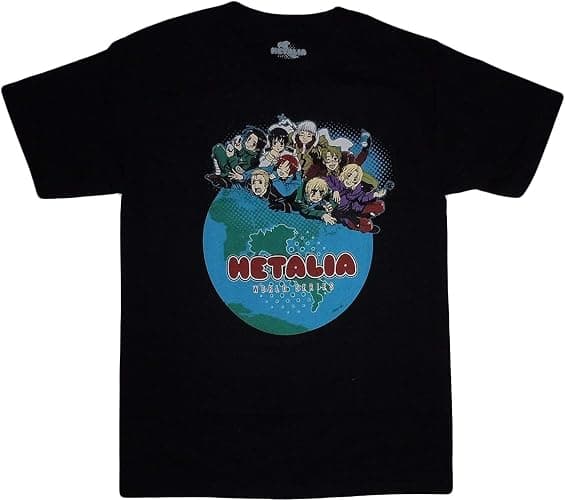 Hetalia World Series: Crew Black T-Shirt, Adult Small - Image 1