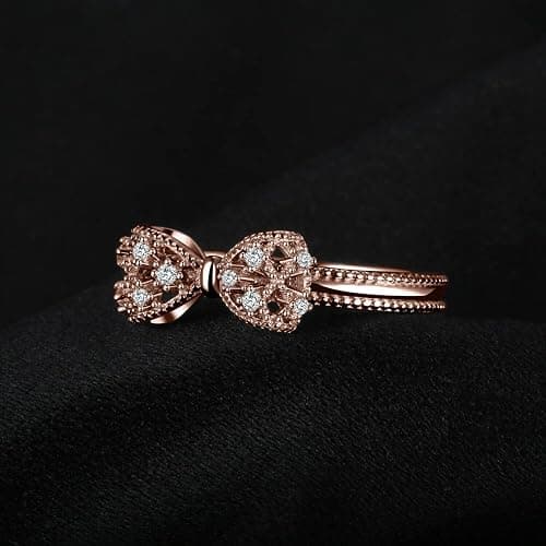 JewelryPalace 14k White Yellow Rose Gold Plated 925 Sterling Silver Rings for Women, Cubic Zirconia Promise Rings for Her, Stackable Wedding Bands Rings for Women Infinity Forever Love Knot Ring thumbnail 4