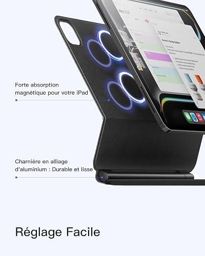 Inateck Housse Clavier magnétique pour iPad Air 11" M3/M2 (2024-2025), Air 5e/4e gen 10,9", Pro 11" (1re-4e gen) : Support Cantilever Flottant, rétroéclairage 7 Couleurs et trackpad thumbnail 4