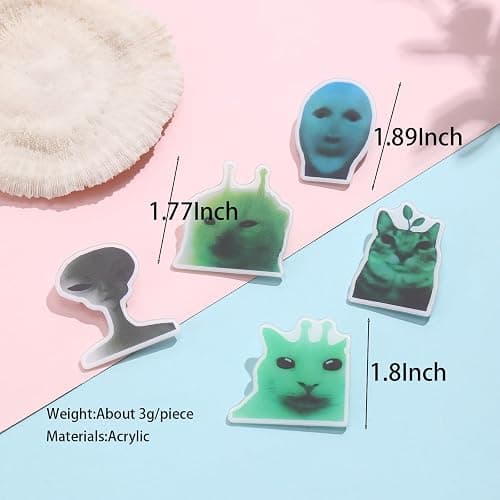 Pins for Backpacks Funny Alien Meme Cat Y2k Lapel Pins 5PCS | Aesthetic Cute Hilarious Broochs Clip Badges for Backpacks thumbnail 3