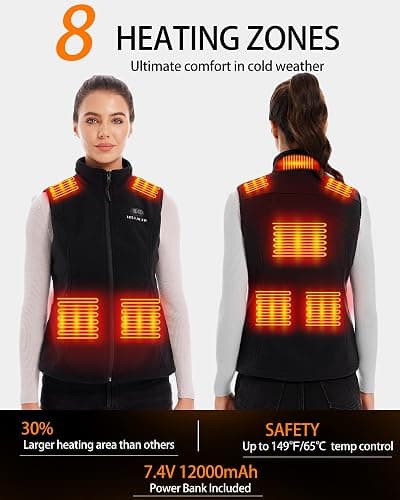 HILLSLTR Heated Fleece Vest for Women with 7.4V 12000mAh Battery Pack - Lightweight Electric Heating thumbnail 4