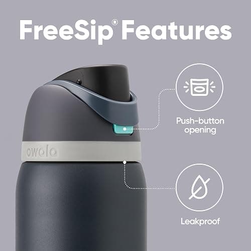 Owala FreeSip Insulated Stainless Steel Water Bottle with Straw for Sports and Travel, BPA-Free, 32oz, Foggy Tide thumbnail 4