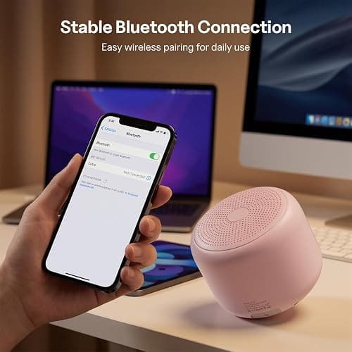 Bobtot Portable Bluetooth Speakers with Strap Easy to Carry, Wireless IPX5 Waterproof Mini Speaker with Loud Stereo Sound, 20 Hours Playtime, Rechargeable Battery, Built-in Microphone, Pink thumbnail 4