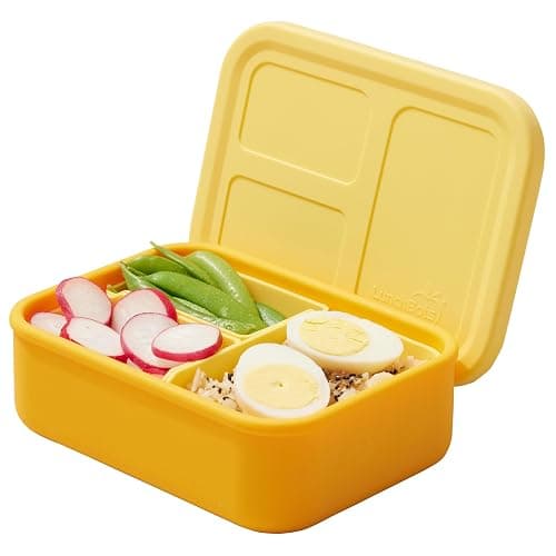 LunchBots Build -a- Bento Lunch Box, Silicone Bento Box for Kids, Multi-Compartment Lunch Container, Oven & Dishwasher Safe, BPA Free, 28 oz - Yellow - Solid Yellow - Image 1