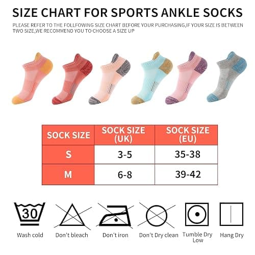 BUDERMMY Trainer Socks Womens 6 Pairs Cushioned Sports Socks for Women Cotton Breathable Cushion Running Socks Ladies Casual Nonslip Ankle Athletic Socks thumbnail 6