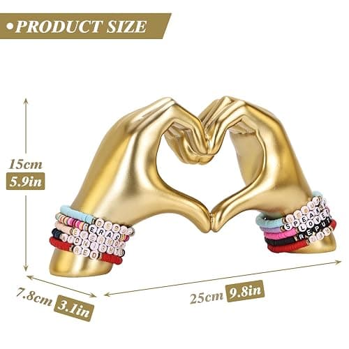 DOVDOV Heart Hand Sculpture, Gold Shelf Decoration Aesthetics for Room Bookshelf Coffee Table Dining Table Centerpiece, Birthday Gift and Memorial Gift for Women, Girlfriend Girls Mom. thumbnail 3