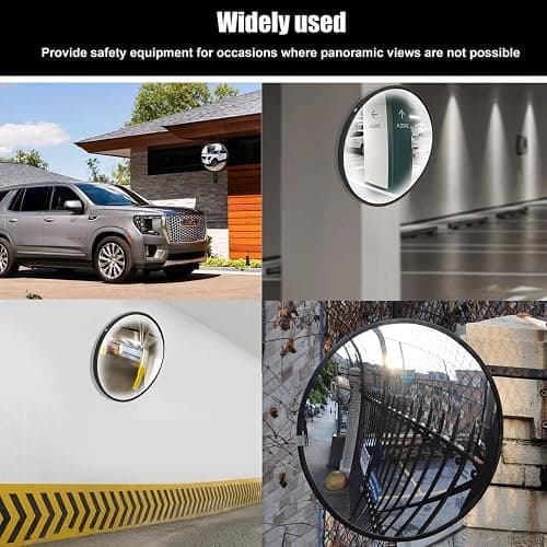IMJONO 12" Acrylic Convex Mirror – Adjustable Wide Angle View Traffic Mirror for Enhanced Security Coverage in Rooms, Offices, Warehouses, Parking Lots, and Addressing Corner Blind Spot Areas thumbnail 3