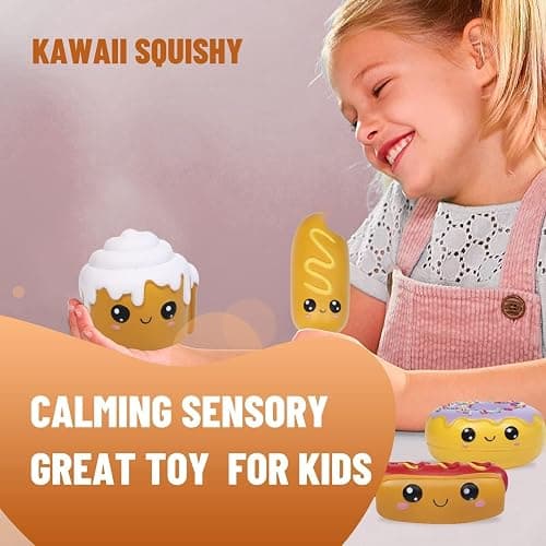 Anboor 4 Pcs Squishies Hot Dog Cake Bread Donut Kawaii Scented Soft Slow Rising Squeeze Stress Relief Kids Toy Xmas Stocking Stuffers Ideas thumbnail 4