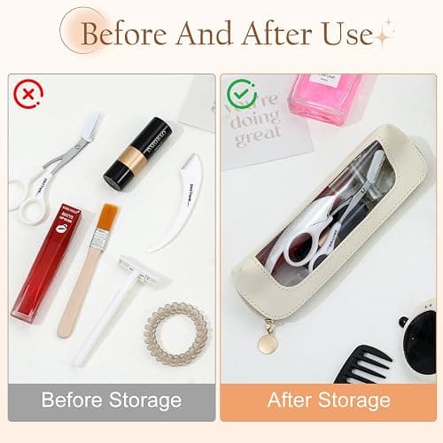 TAHULIK Clear Makeup Bag, Portable Double Sided Clear Toiletry Bag, Traveling, Compact Car Bags, Make Up Organizer, Makeup Brush Bags, Small Make Up Organizer(White) thumbnail 5