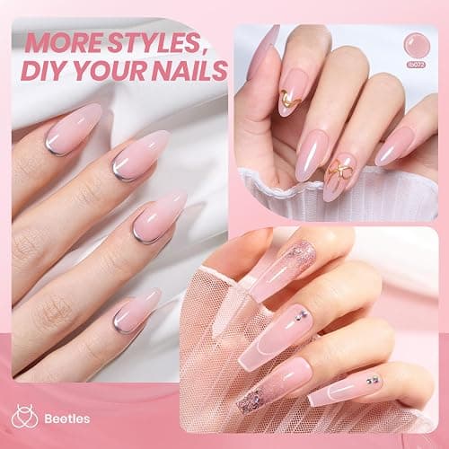Beetles Neutral Gel Nail Polish 15ml Jelly Nude Pink Gel Polish Set Sheer Pink Soak Off UV LED Translucent Effect French Nail Art Spring Summer Manicure Gift for Women thumbnail 5