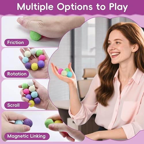 4 PCS Silicone Magnetic Balls Fidget Toys for Adults & Teens,Stress Relief Sensory Toys for Autism ADHD Anxiety,Fun Textures Gadgets,Office Desk Toy,Stocking Stuffers for Women Men Teen Gift thumbnail 4
