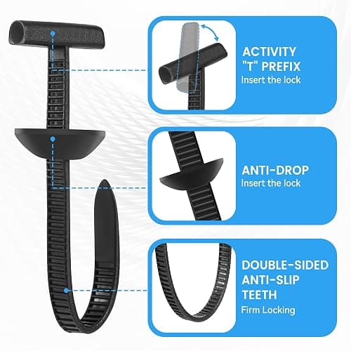60 Pcs Nylon Universal Cable Tie Buckle - New Multifunctional Nylon Zip Ties Double Sided Buckle & Button Design Plastic Cable Ties Tool Fasteners Car Body UV Resistant Zipties for Car Daily Repair thumbnail 3