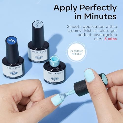 Modelones Blue Gel Nail Polish Set, 6 Colors Royal Blue Sky Blue Glitter Navy Blue Nail Gel Polish Kit Light to Dark Shades Soak Off Gel Nail Art Salon Design Home Manicure Holiday Gifts for Women Girls thumbnail 7