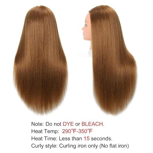 Opini Mannequin Head with 80% Human Hair - Straight, 26"-28" Doll Head for Cosmetology & Hairdresser (#27 Light Brown) thumbnail 6