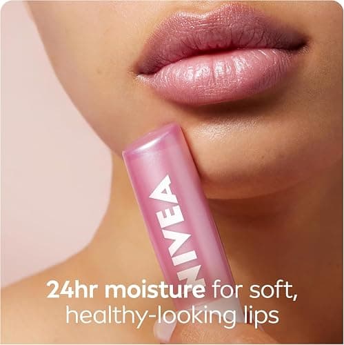 NIVEA Pearly Shine Lip Balm | Pearly Pink Shimmer Tinted Lip Care, 24H Hydration | 2x4.8g Tubes thumbnail 3