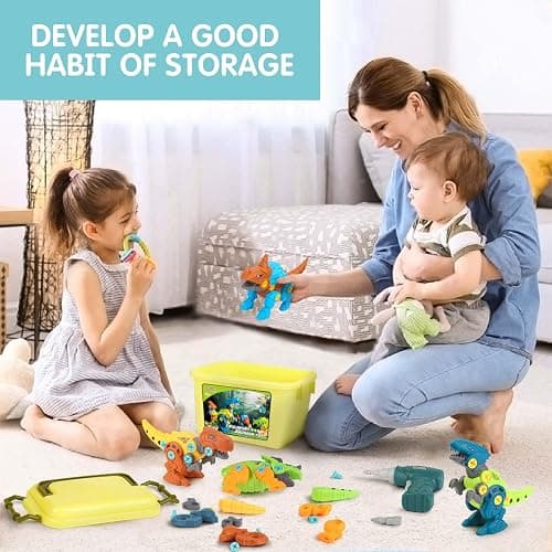 Dreamon Dinosaure Jouet Enfant Garcon 3 4 5 7 8 Ans avec Boîte de Rangement Perceuse Électrique DIY Construction Puzzle Jouet Cadeau pour Garçons Filles thumbnail 5