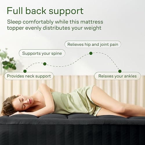 Ultra Soft Twin XL Size Mattress Topper - Viscose Made from Bamboo Pillow Top Mattress Pad for Back Pain Relief - Naturally Cooling for Hot Sleepers, Black thumbnail 4