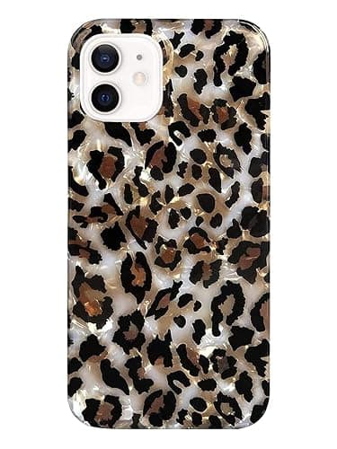 J.west Case Compatible with iPhone 12/12 Pro 6.1-inch, Luxury Sparkle Translucent Clear Leopard Cheetah Print Pearly Design Soft Silicone Slim TPU Protective Phone Case Cover for Girls Women (Bling) - Image 1