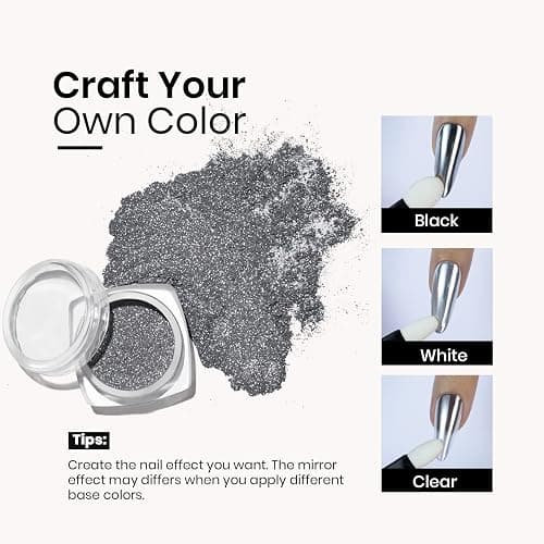 Beetles Sliver Chrome Nail Powder Mirror Metallic Effect | Nail Glitter Manicure Pigments Premium Salon for Nail Art Design, 0.04oz/1g thumbnail 4
