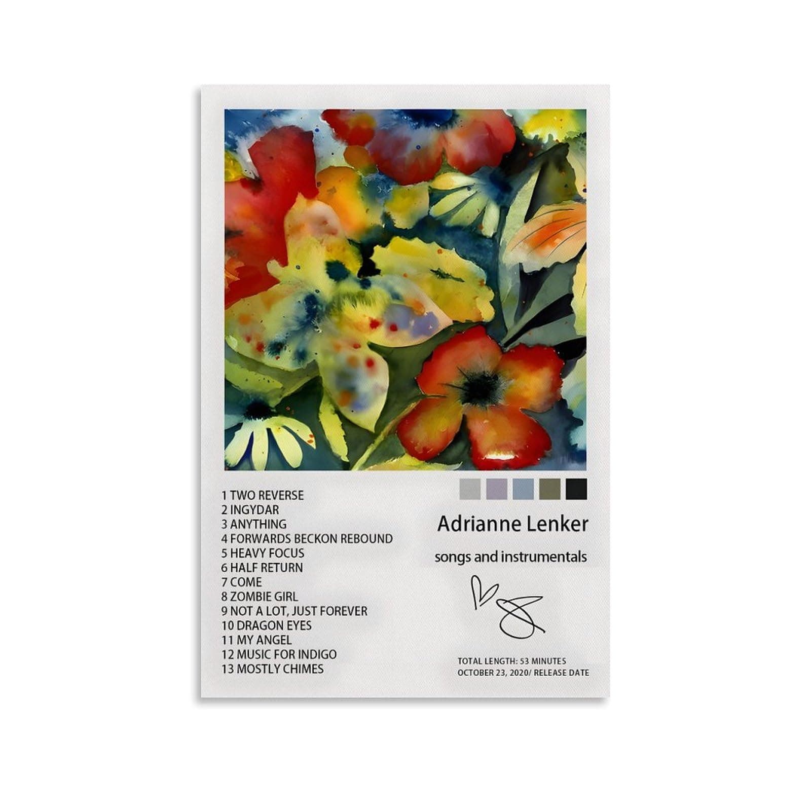 QianzhiQi Adrianne Lenker Songs And Instrumentals Poster Canvas Wall Art Living Room Posters for Bedroom Home Decorative 12x18inch(30x45cm) - Image 1