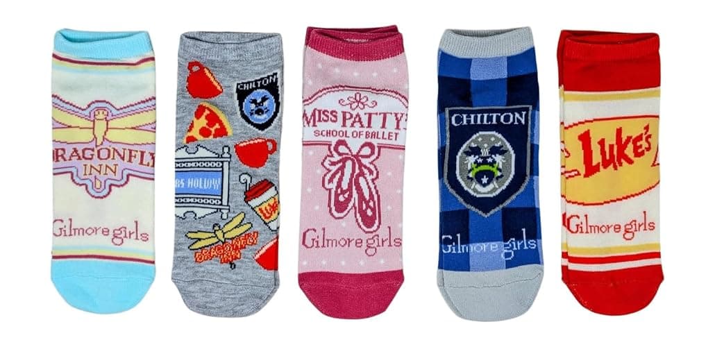 Hyp The Gilmore Girls Television Show Luke's Diner Logos Juniors/Womens 5 Pack Ankle Socks - Image 1