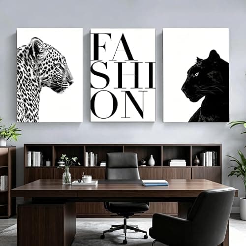 JORCEDI 3er Poster Aesthetic Schwarz Weiß Set,Moderne Wandbilder Schwarz Weiß Leopard Poster,Vintage-Geparden-Dekor,Eklektische Tierwelt für Wohnzimmer, Schlafzimmer, ohne Rahmen (50 * 70cm) thumbnail 3