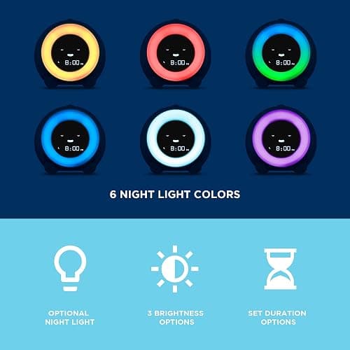 LittleHippo Mella: Kids Alarm Clock, Ready to Rise Children's Sleep Trainer, Night Light, Sound Machine and OK to Wake for Toddlers and Kids - Arctic Blue (Updated 2025) thumbnail 4