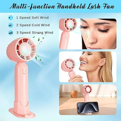 Eyelash Extension Cleanser Lash Mousse Lash Shampoo for Extensions, USB Mini Portable Fan Rechargeable Electric Handheld Air Conditioning (lash kit-handheld fan) thumbnail 8
