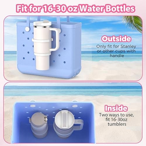 OUTXE 2 Pack Cup Holder for Bogg Bag, Fits 16-40oz Stanley, Insert Drink Holder Attachment Compatible with All Bogg Bags & Simply Southern Beach Tote Bag thumbnail 3