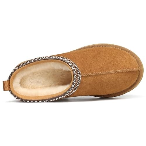 KIDMI Genuine Suede Platform Slippers for Women Fuzzy Winter Warm Shoes Indoor Outdoor thumbnail 5