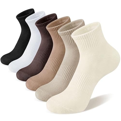 COZYOFFI Natural Ankle Socks Women: 10 Pairs Cotton Running Athletic Socks - Image 1