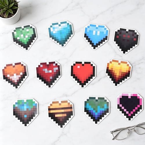 GTOTd Cute Pixel Heart Decoration Locker Fridge Magnet（12 Pack） | Accessories Merch Party Supplies Gifts Cruise Door Room Decor Magnetic Bumper Cabinets Sticker Decal Reusable Vinyl thumbnail 6
