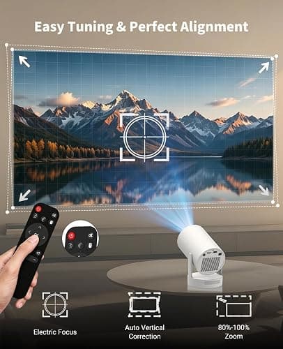 【Electric Focus】Mini Projector, Support 4K 1080P, 210 ANSI Portable Projector with WiFi and Bluetooth, Auto Keystone Correction Video Projector, Compatible with Smartphone,TV Stick,Laptop thumbnail 3