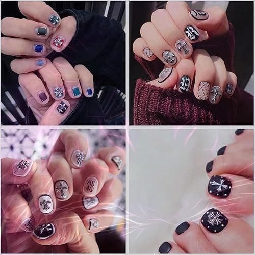 Leeneen 80Pcs Silver Metal Cross Nail Charms for Nails Design,Y2K 3D Chrome Nails Art,Vintage Alloy Cross Heart Skull Acrylic Charm for Women, Halloween Nail Supplies thumbnail 6